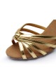 Women's Gold Leatherette Heels Sandals Latin Salsa With Ankle Strap Dance Shoes D602013