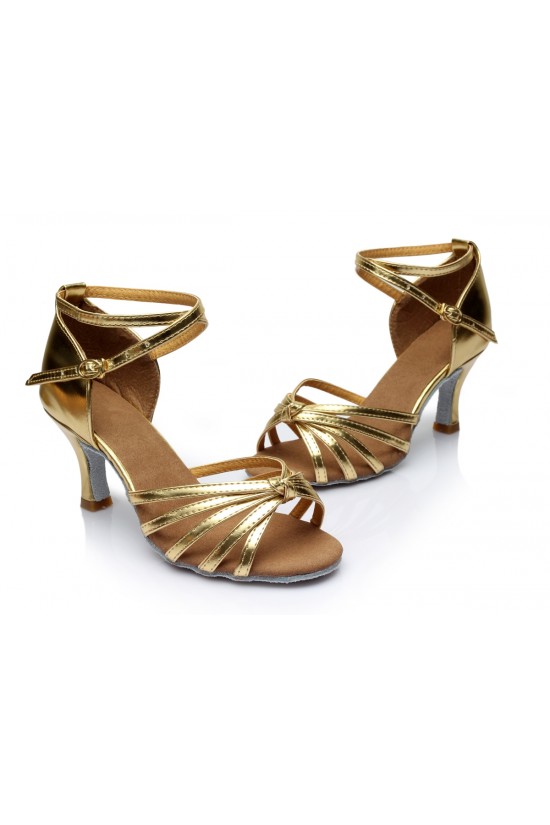 Women's Gold Leatherette Heels Sandals Latin Salsa With Ankle Strap Dance Shoes D602013 Women's Gold Leatherette Heels Sandals Latin Salsa With Ankle Strap Dance Shoes D602013