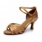 Women's Tan Satin Heels Sandals Latin Salsa With Ankle Strap Dance Shoes D602014