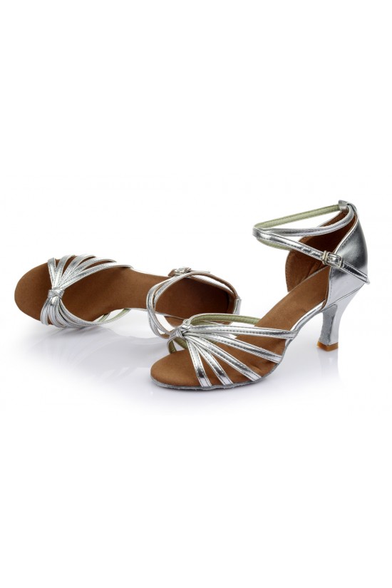 Women's Silver Leatherette Heels Sandals Latin Salsa With Ankle Strap Dance Shoes Wedding Party Shoes D602016 Women's Silver Leatherette Heels Sandals Latin Salsa With Ankle Strap Dance Shoes Wedding Party Shoes D602016
