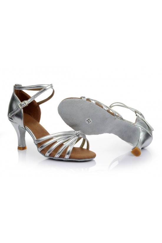 Women's Silver Leatherette Heels Sandals Latin Salsa With Ankle Strap Dance Shoes Wedding Party Shoes D602016 Women's Silver Leatherette Heels Sandals Latin Salsa With Ankle Strap Dance Shoes Wedding Party Shoes D602016