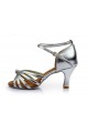 Women's Silver Leatherette Heels Sandals Latin Salsa With Ankle Strap Dance Shoes Wedding Party Shoes D602016