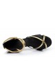 Women's Black Gold Satin Heels Sandals Latin Salsa With Ankle Strap Dance Shoes D602020