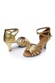 Women's Gold Leatherette Heels Sandals Latin Salsa With Ankle Strap Dance Shoes D602021