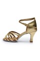 Women's Gold Leatherette Heels Sandals Latin Salsa With Ankle Strap Dance Shoes D602021