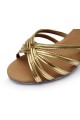 Women's Gold Leatherette Heels Sandals Latin Salsa With Ankle Strap Dance Shoes D602021