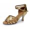 Women's Gold Leatherette Heels Sandals Latin Salsa With Ankle Strap Dance Shoes D602021