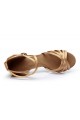 Women's Beige Satin Heels Sandals Latin Salsa With Ankle Strap Dance Shoes D602023