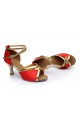 Women's Red Satin Heels Sandals Latin Salsa With Ankle Strap Dance Shoes D602025