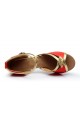 Women's Red Satin Heels Sandals Latin Salsa With Ankle Strap Dance Shoes D602025