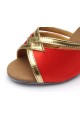 Women's Red Satin Heels Sandals Latin Salsa With Ankle Strap Dance Shoes D602025