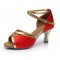 Women's Red Satin Heels Sandals Latin Salsa With Ankle Strap Dance Shoes D602025