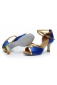 Women's Blue Satin Heels Sandals Latin Salsa With Ankle Strap Dance Shoes D602027