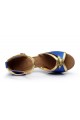 Women's Blue Satin Heels Sandals Latin Salsa With Ankle Strap Dance Shoes D602027