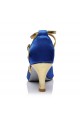 Women's Blue Satin Heels Sandals Latin Salsa With Ankle Strap Dance Shoes D602027