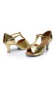 Women's Gold Sparkling Glitter Heels Sandals Latin Salsa T-Strap Dance Shoes Wedding Party Shoes D602029