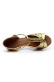 Women's Gold Sparkling Glitter Heels Sandals Latin Salsa T-Strap Dance Shoes Wedding Party Shoes D602029