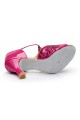 Women's Fuschia Sparkling Glitter Heels Sandals Latin Salsa T-Strap Dance Shoes D602030