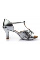 Women's Silver Sparkling Glitter Heels Sandals Latin Salsa Ballroom T-Strap Dance Shoes Wedding Party Shoes D602032