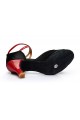 Women's Black Red Satin Heels Sandals Latin Salsa With Ankle Strap Dance Shoes D602034