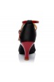 Women's Black Red Satin Heels Sandals Latin Salsa With Ankle Strap Dance Shoes D602034