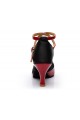 Women's Black Red Satin Heels Sandals Latin Salsa With Ankle Strap Dance Shoes D602037
