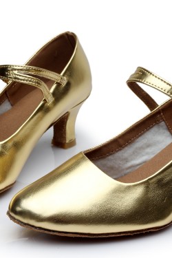 Women's Gold Leatherette Heels Latin Salsa With Ankle Strap Dance Shoes Wedding Party Shoes D602039