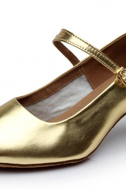 Women's Gold Leatherette Heels Latin Salsa With Ankle Strap Dance Shoes Wedding Party Shoes D602039