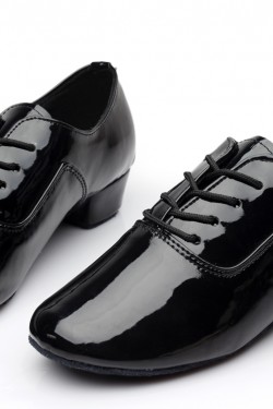 Men's Kids' Black Leatherette Modern Ballroom Latin Dance Shoes Dance Sneakers Flat Heel D603001