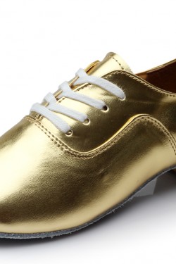 Men's Kids' Gold Leatherette Modern Ballroom Latin Dance Shoes Dance Sneakers Flat Heel D603002