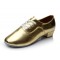 Men's Kids' Gold Leatherette Modern Ballroom Latin Dance Shoes Dance Sneakers Flat Heel D603002
