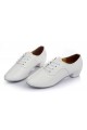 Men's Kids' White Leatherette Modern Ballroom Latin Dance Shoes Dance Sneakers Flat Heel D603003