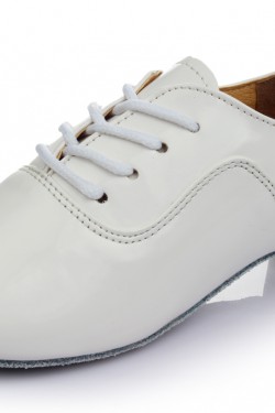 Men's Kids' White Leatherette Modern Ballroom Latin Dance Shoes Dance Sneakers Flat Heel D603003