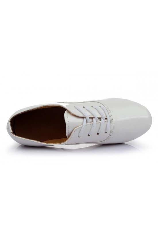 Men's Kids' White Leatherette Modern Ballroom Latin Dance Shoes Dance Sneakers Flat Heel D603003