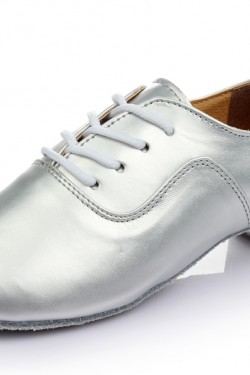 Men's Kids' Silver Leatherette Modern Ballroom Latin Dance Shoes Dance Sneakers Flat Heel D603004