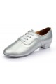 Men's Kids' Silver Leatherette Modern Ballroom Latin Dance Shoes Dance Sneakers Flat Heel D603004