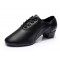 Men's Kids' Black Soft Leather Modern Ballroom Latin Dance Shoes Dance Sneakers Flat Heel D603007