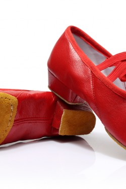 Women's Red Soft Leatherette Dance Shoes Ballet/Latin/Yoga/Dance Sneakers Flat Heel D604003
