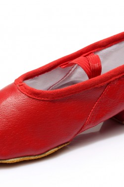 Women's Red Soft Leatherette Dance Shoes Ballet/Latin/Yoga/Dance Sneakers Flat Heel D604003