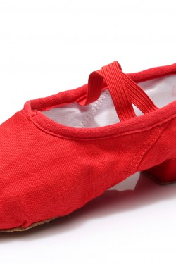Women's Red Canvas Dance Shoes Ballet/Latin/Yoga/Dance Sneakers Canvas Flat Heel D604004