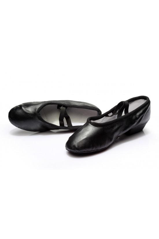 Women's Black Soft Leatherette Dance Shoes Ballet/Latin/Yoga/Dance Sneakers Flat Heel D604005