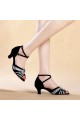 Women's Black Silver Women's Piscine Mouth Shoes Open Toe Modern Ballroom/Latin Dance Shoes D801003