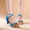Women's Blue Gold Women's Piscine Mouth Shoes Open Toe Modern Ballroom/Latin Dance Shoes D801004