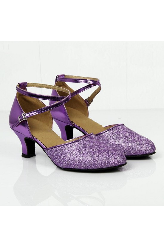 Women's Purple Sparkling Glitter Upper Latin/Ballroom Dance Performance Shoes D801008