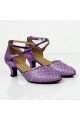 Women's Purple Sparkling Glitter Upper Latin/Ballroom Dance Performance Shoes D801008