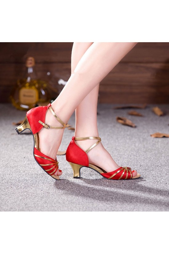Women's Red Gold Heels Pumps Fashion Latin/Salsa/Ballroom Dance Shoes D801016