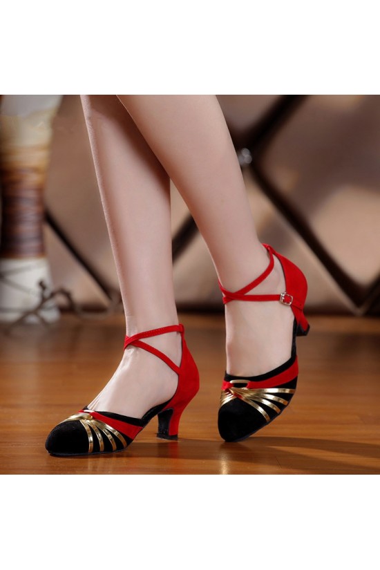 Women's Heels Pumps Modern With Buckle Latin/Ballroom/Salsa Dance Shoes Red/Gold/Black D801017