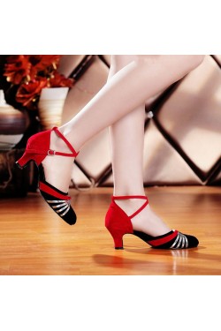 Women's Heels Pumps Modern With Buckle Latin/Ballroom/Salsa Dance Shoes Red Black Silver D801018
