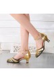 Women's Gold Leatherette Sparkling Glitter Heels Latin With Buckle Dance Shoes D801027
