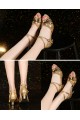 Women's Leatherette Gold Sparkling Glitter Heels Piscine Mouth Sandals With Ankle Strap Latin Ballroom Dance Shoes D801035